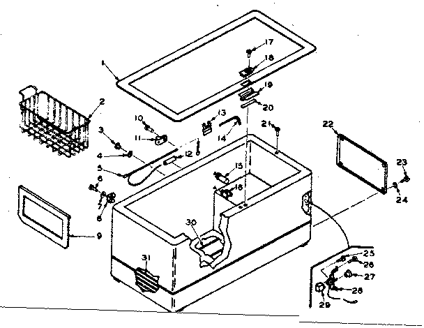 Kenmore 1986412151 freezer cabinet parts diagram