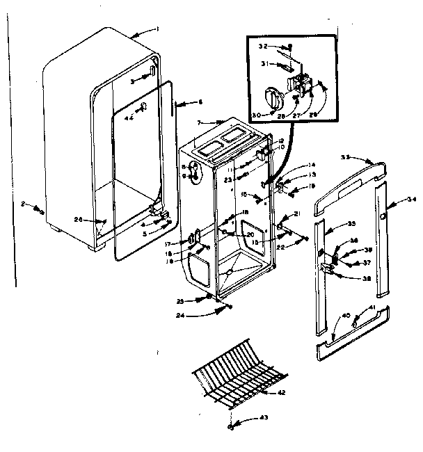 Kenmore 1065829100 freezer cabinet parts diagram