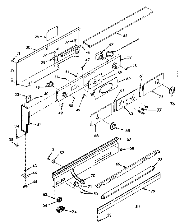 Kenmore 1037197041 backguard section diagram