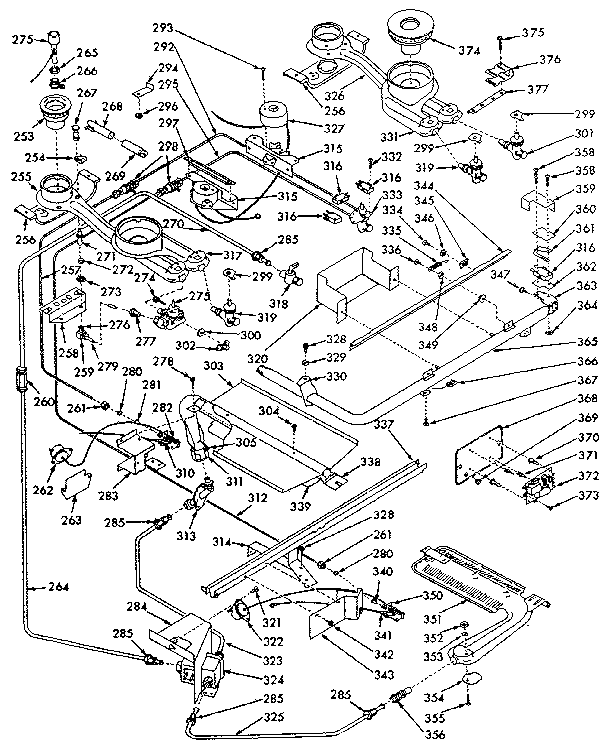 Kenmore 1037197041 burner section diagram