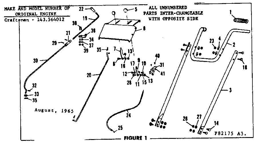 Craftsman 53682175 handle assembly diagram