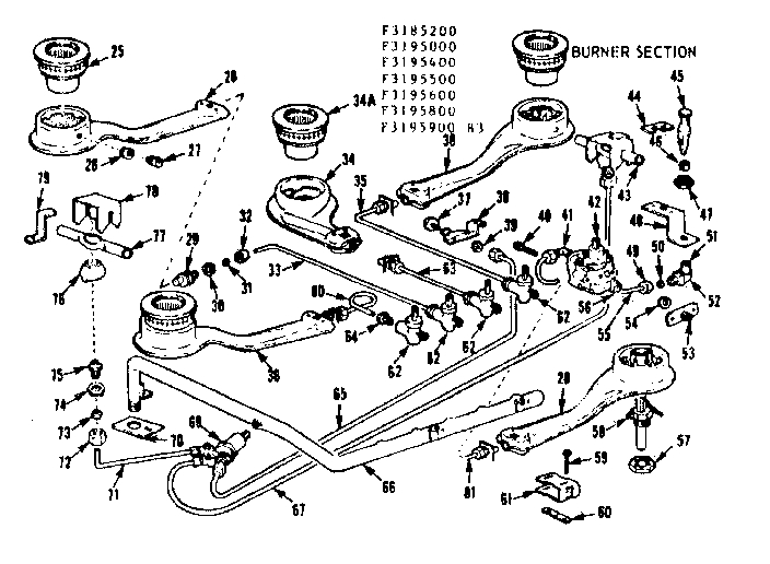 Kenmore 1033195000 burner section diagram