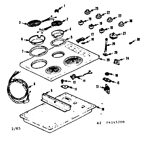 Kenmore 1034145200 counter top and element section diagram