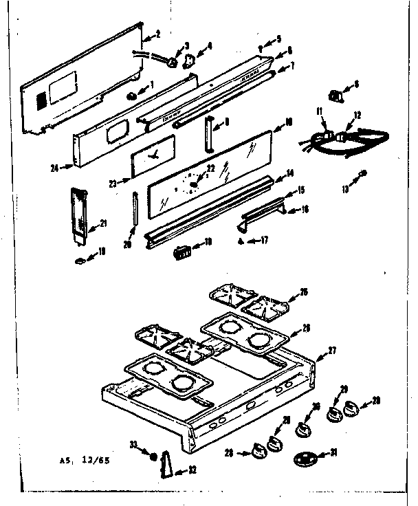 Kenmore 1037346600 backguard & main top diagram