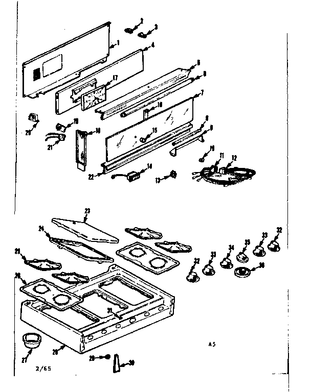 Kenmore 1037395004 main top section diagram