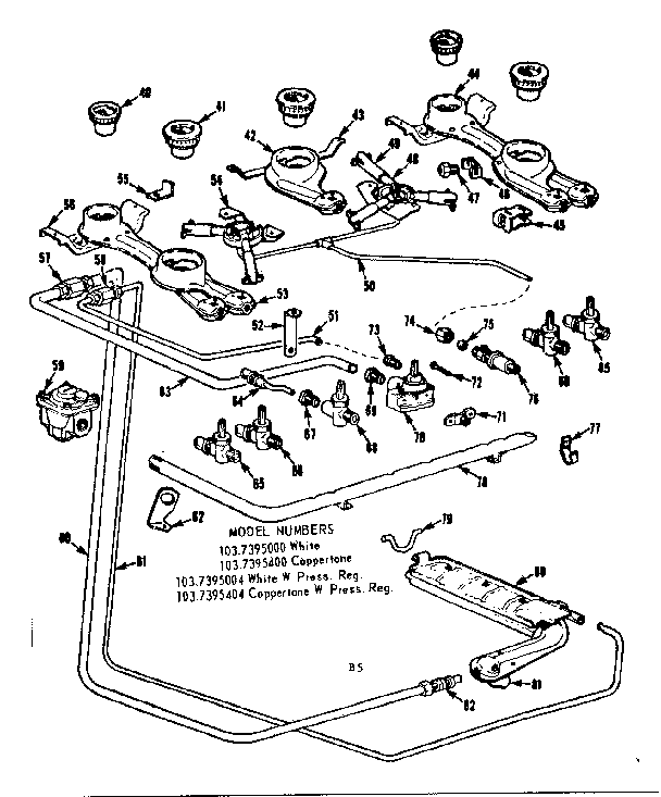 Kenmore 1037395004 burner section diagram