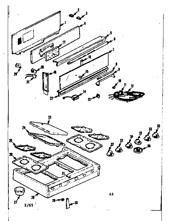 Kenmore 1037405400 main top section diagram
