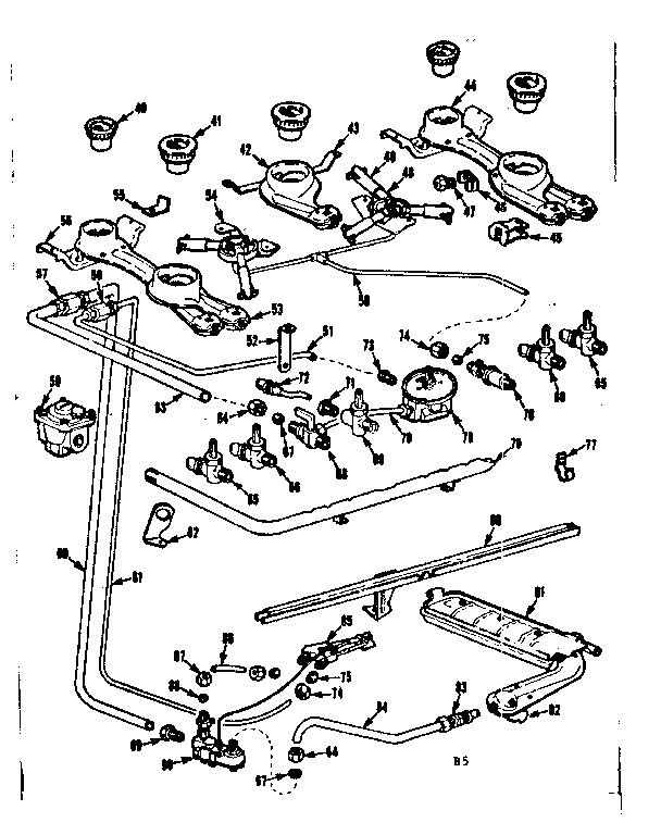 Kenmore 1037405400 burner section diagram