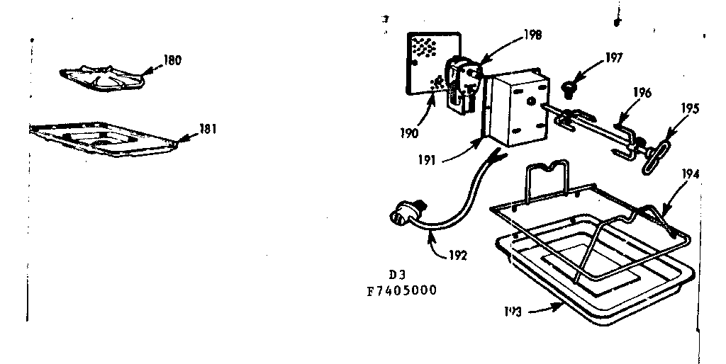 Kenmore 1037405400 opt. fifth burner & oven rotisserie diagram