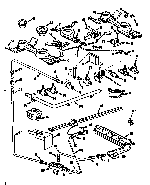Kenmore 1037426640 burner section diagram