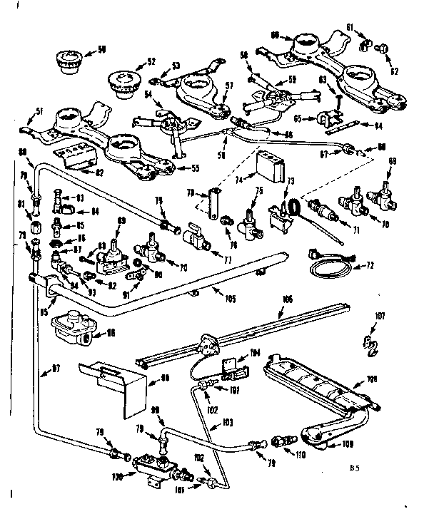 Kenmore 1037466650 burner section diagram