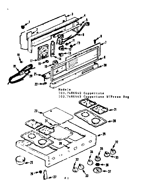Kenmore 1037486640 main top section diagram
