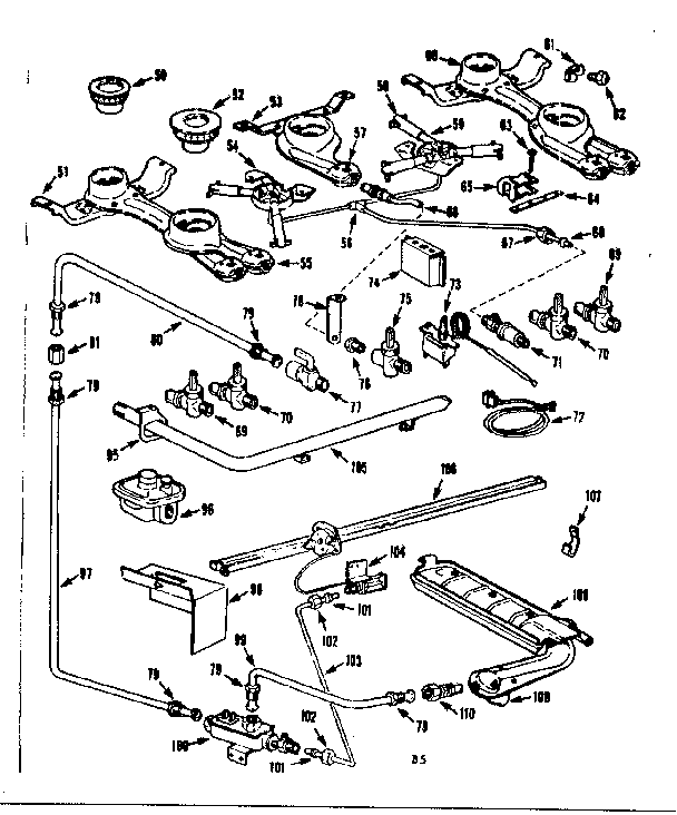 Kenmore 1037486640 burner section diagram