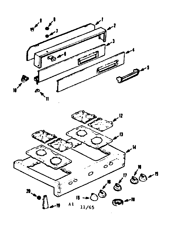 Kenmore 1037506655 backguard and maintop diagram