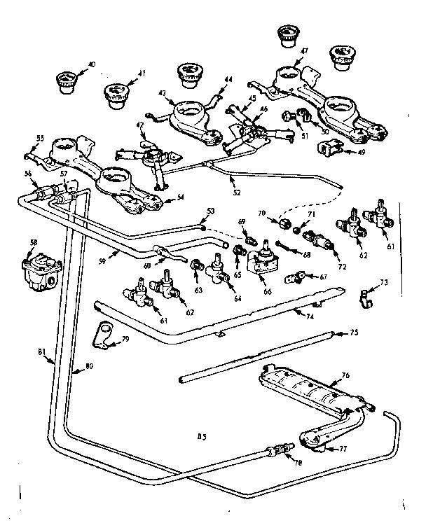 Kenmore 1037655000 burner section diagram