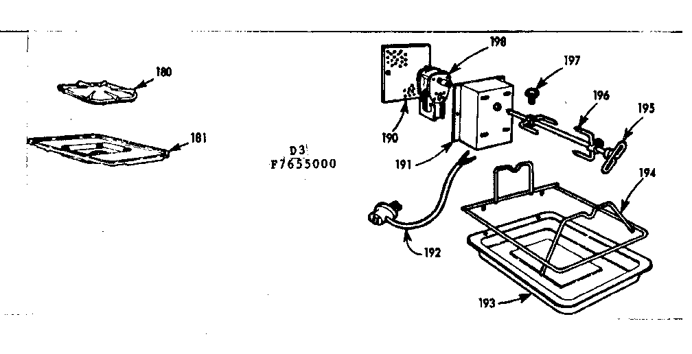 Kenmore 1037655000 fifth burner & oven rotisserie diagram