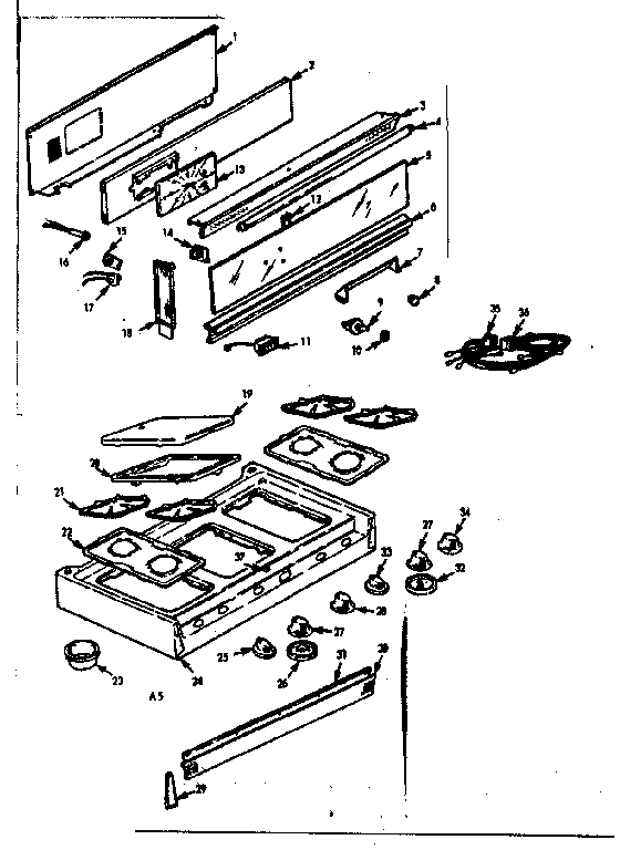 Kenmore 1037685014 backguard and maintop diagram