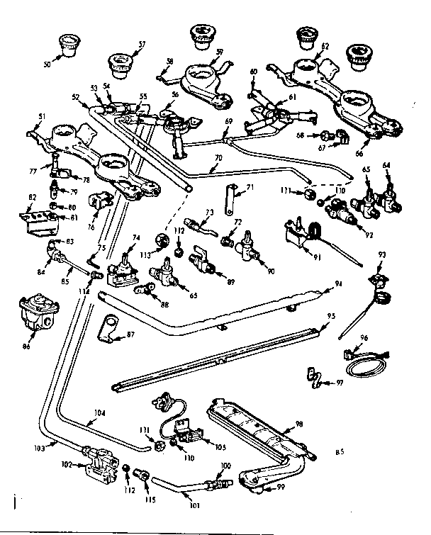 Kenmore 1037685014 burner section diagram