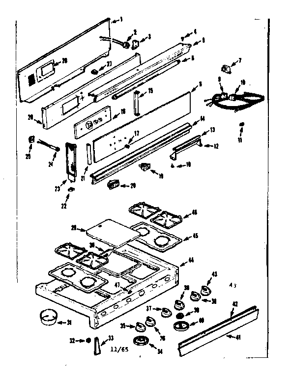 Kenmore 1037686690 backguard and maintop diagram