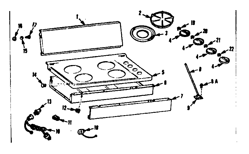Kenmore 1037726645 main top section diagram