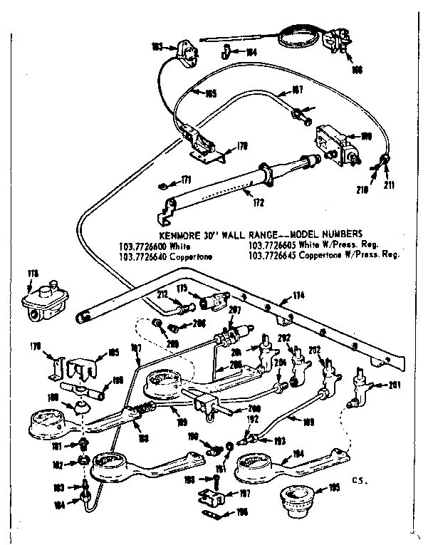 Kenmore 1037726645 burner section diagram