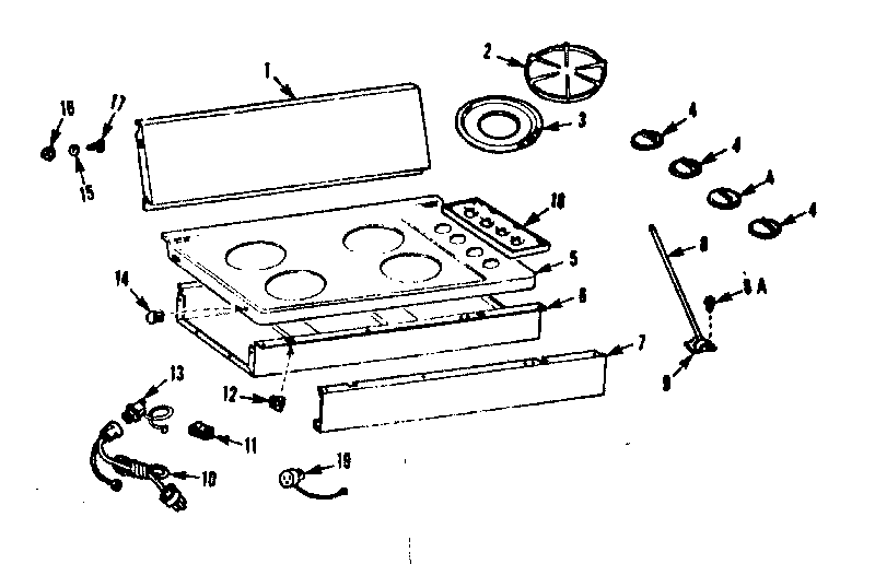 Kenmore 1037745400 main top section diagram
