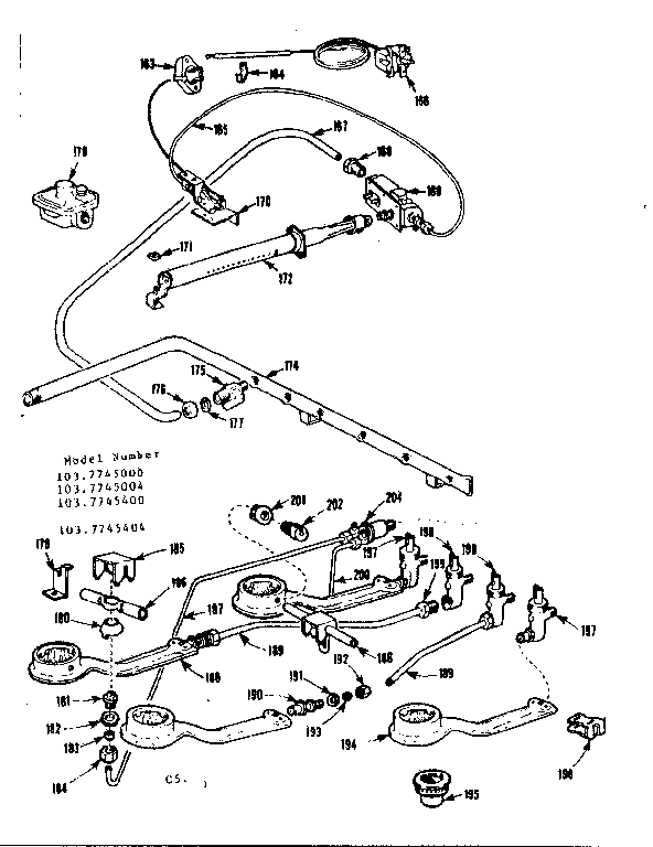 Kenmore 1037745400 burner section diagram