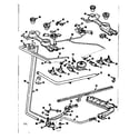 Kenmore 1037765404 top burner and lower oven burner sections diagram