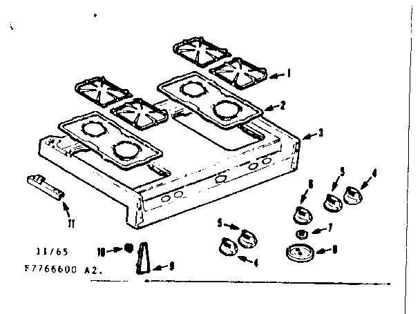 Kenmore 1037766605 main top section diagram