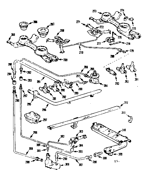 Kenmore 1037766605 burner section diagram