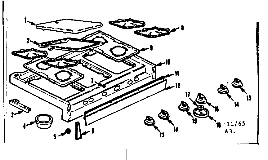 Kenmore 1037786600 main top section diagram