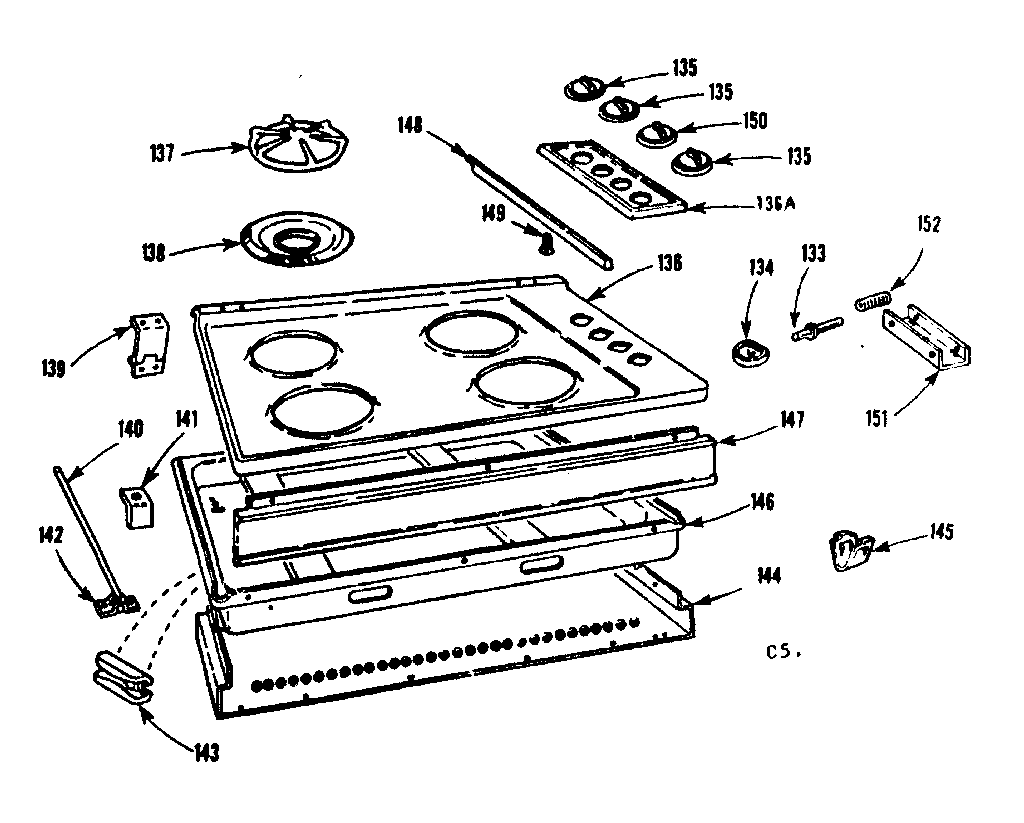 Kenmore 1037985404 main top section diagram