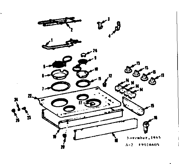 Kenmore 1039016646 main top section diagram