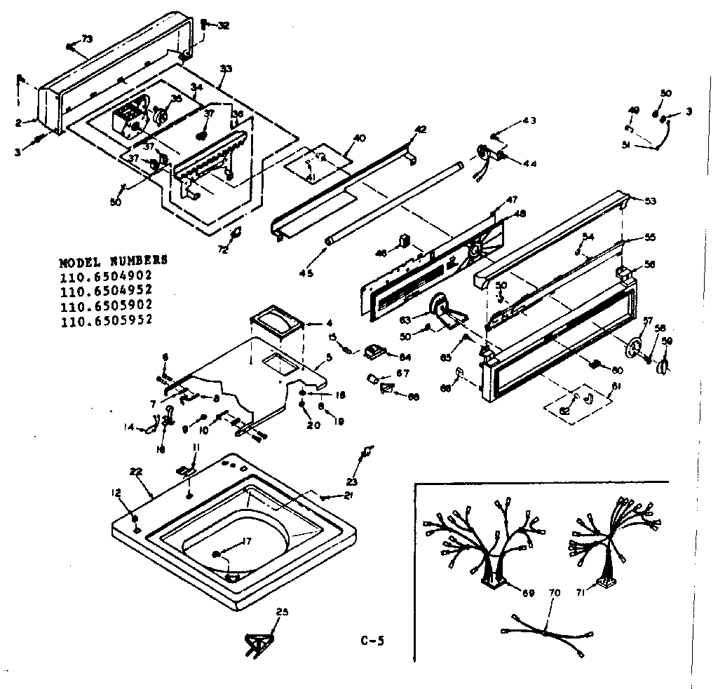 Kenmore 1106505952 top and console diagram