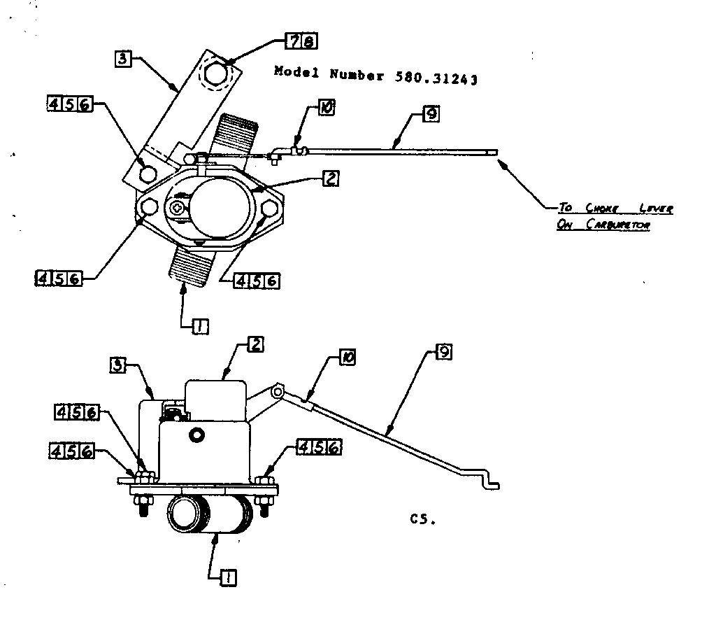 Craftsman 58031243 choke assembly diagram