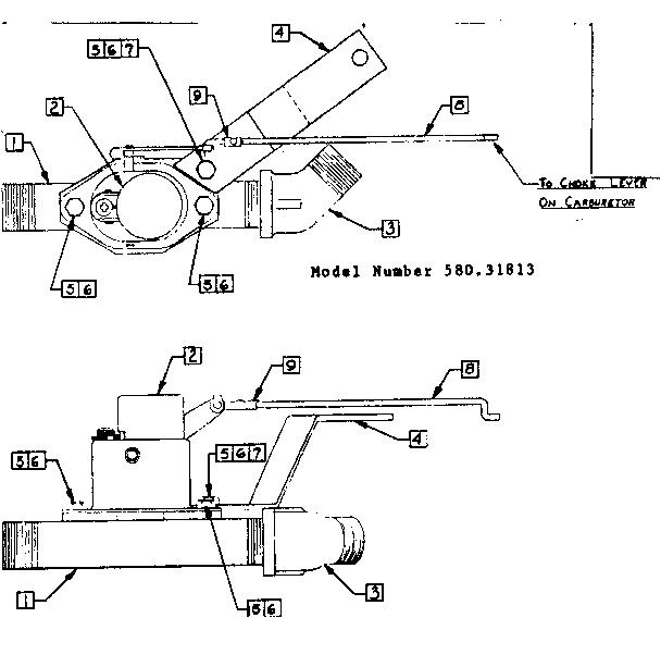 Craftsman 58031813 choke assembly diagram