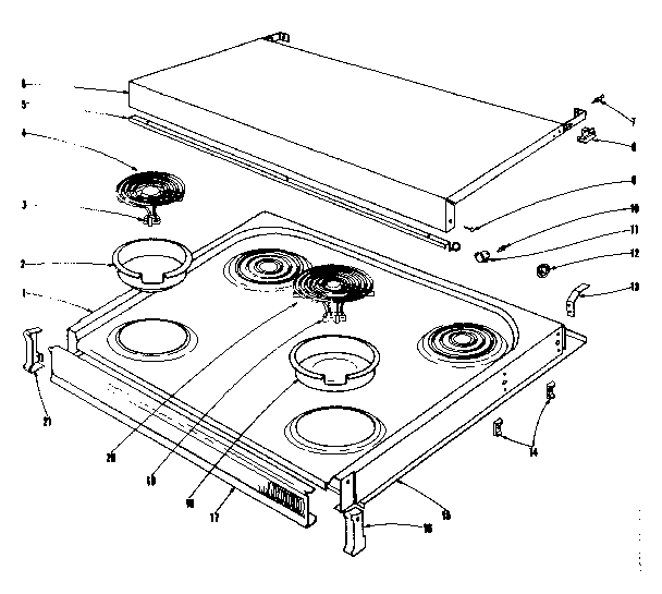 Kenmore 101912632 cook top section diagram
