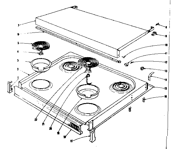 Kenmore 101913635 cook top section diagram