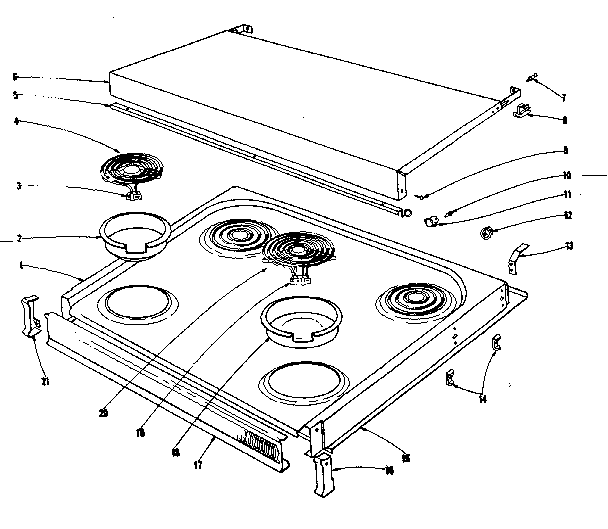 Kenmore 101912635 cook top section diagram