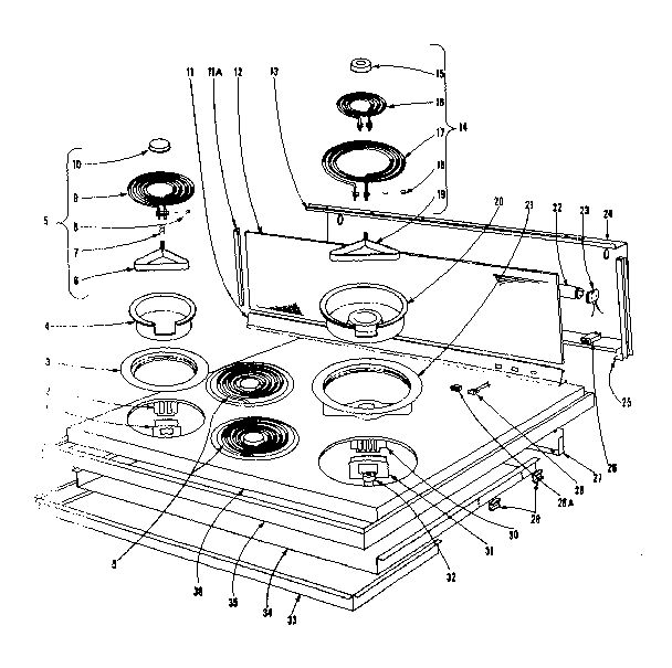 Kenmore 101906620 cook top diagram