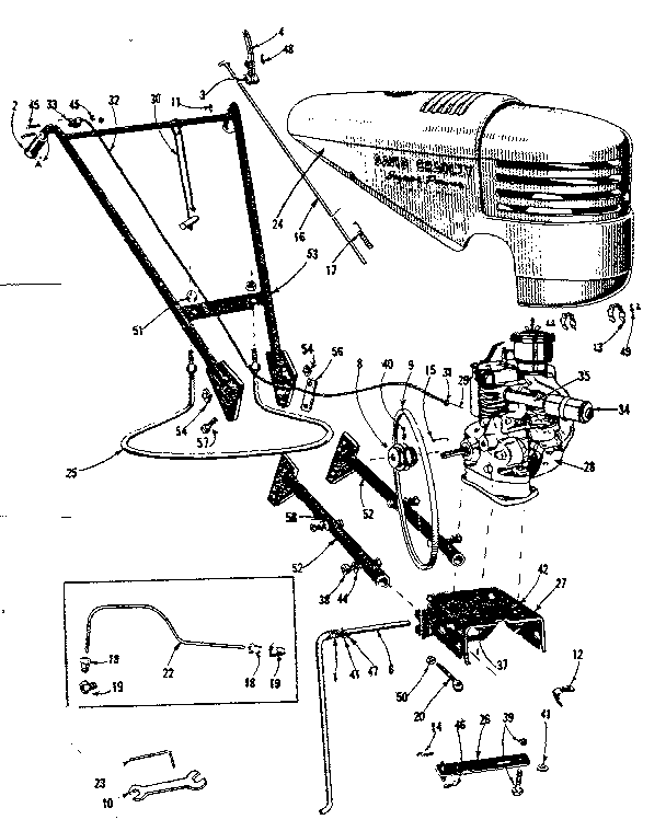 Craftsman 917575111 engine handle and hitch assembly diagram