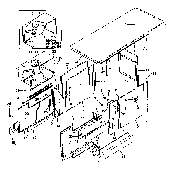 Kenmore 867767842 furnace casing diagram