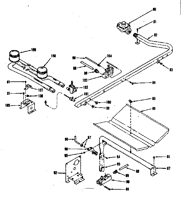 Kenmore 1197108311 oven and top burners diagram