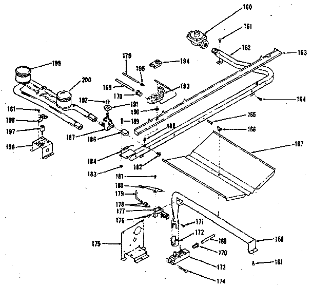 Kenmore 1197108311 oven and top burners diagram