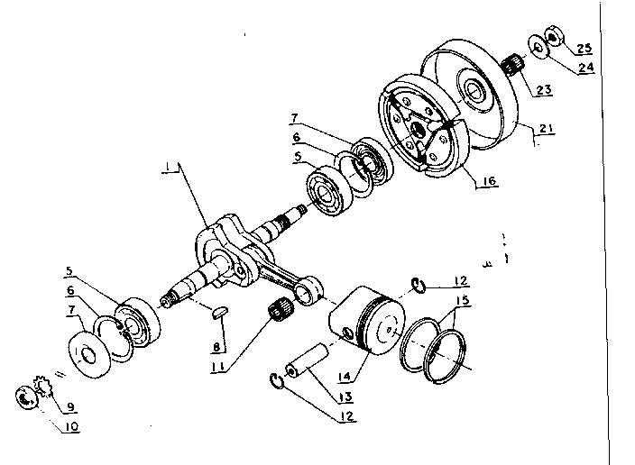 Craftsman CS-302 crankshaft, piston and clutch diagram