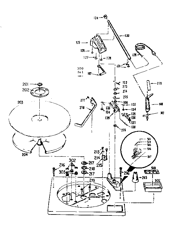 LXI 25794210300 record changer (top view) diagram