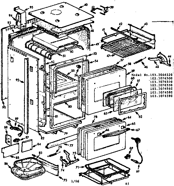 Kenmore 1033076540 body section diagram