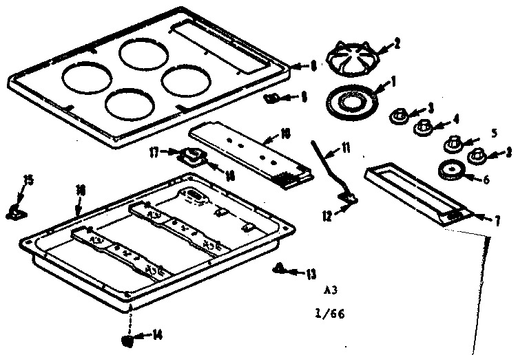 Kenmore 1033156551 main top section diagram