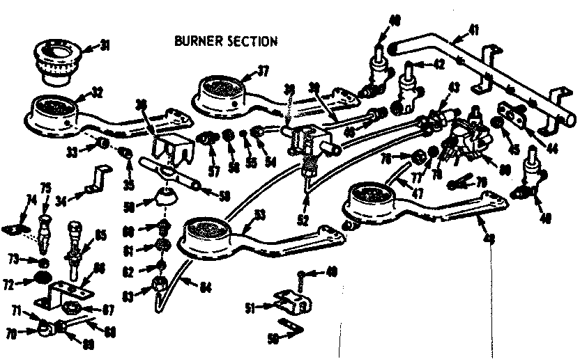 Kenmore 1033156551 burner section diagram