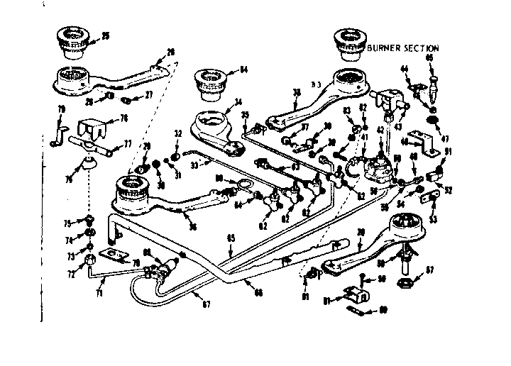 Kenmore 1033196580 burner section diagram